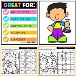 Color By Code Math Facts Color by Code Addition and Subtraction Facts - Teaching Ideas Made Easy