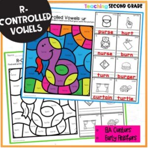 R Controlled Vowels Color by Code Worksheets - Teaching Ideas Made Easy