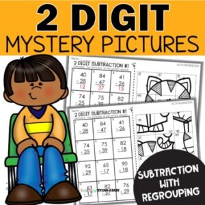 2 Digit Subtraction with Regrouping Mystery Pictures