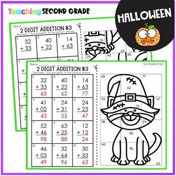 Halloween 2 Digit Addition Without Regrouping Mystery Pictures - Image 2