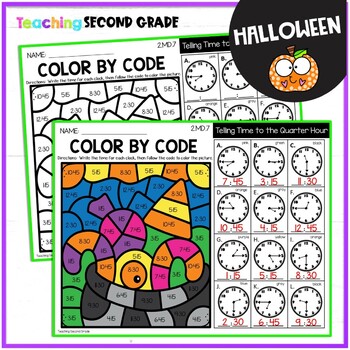 Telling Time to Nearest 5 Minutes Halloween Color by Code - Image 2