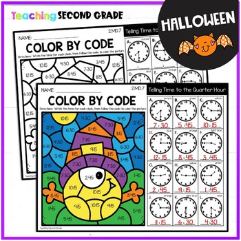 Telling Time to Nearest 5 Minutes Halloween Color by Code - Image 3