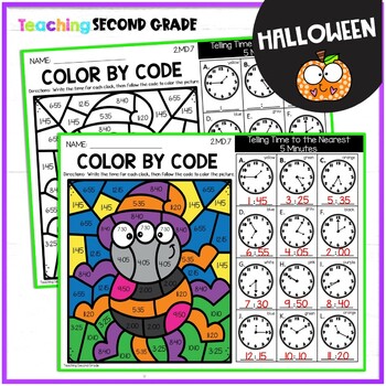 Telling Time to Nearest 5 Minutes Halloween Color by Code - Image 4