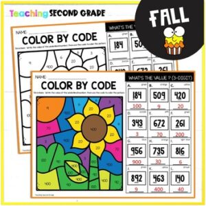 Fall Place Value Color by Code with Expanded Form, Standard Form, and ...