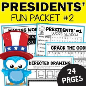Presidents Day Busy Fun Packet with Word Searches, Crossword Puzzles, and More