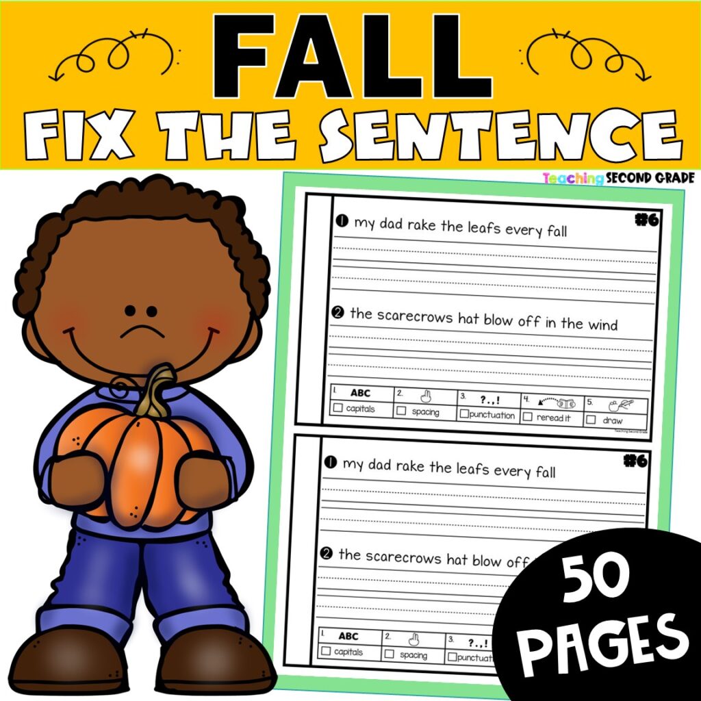 Fall Fix the Sentence Worksheets, Sentence Editing, Daily Oral Language ...