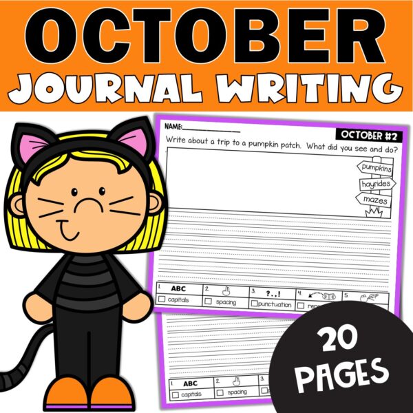 October Daily Journal Writing Prompts for 1st 2nd Grade - Teaching ...