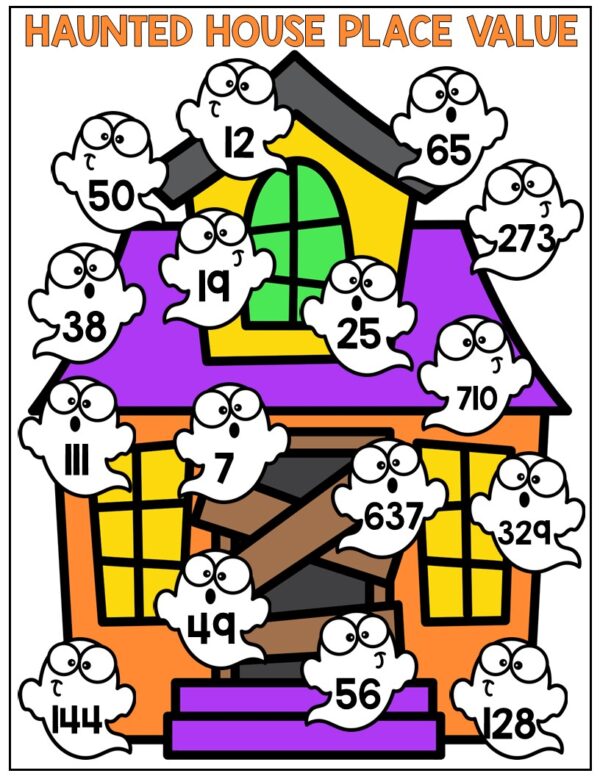 Halloween Place Value Math Center 1st 2nd Grade - 2 and 3 Digit Place ...