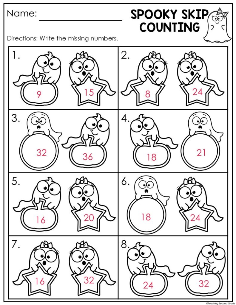 Halloween Skip Count Math Center 1st and 2nd Grade - Ghosts - Teaching ...