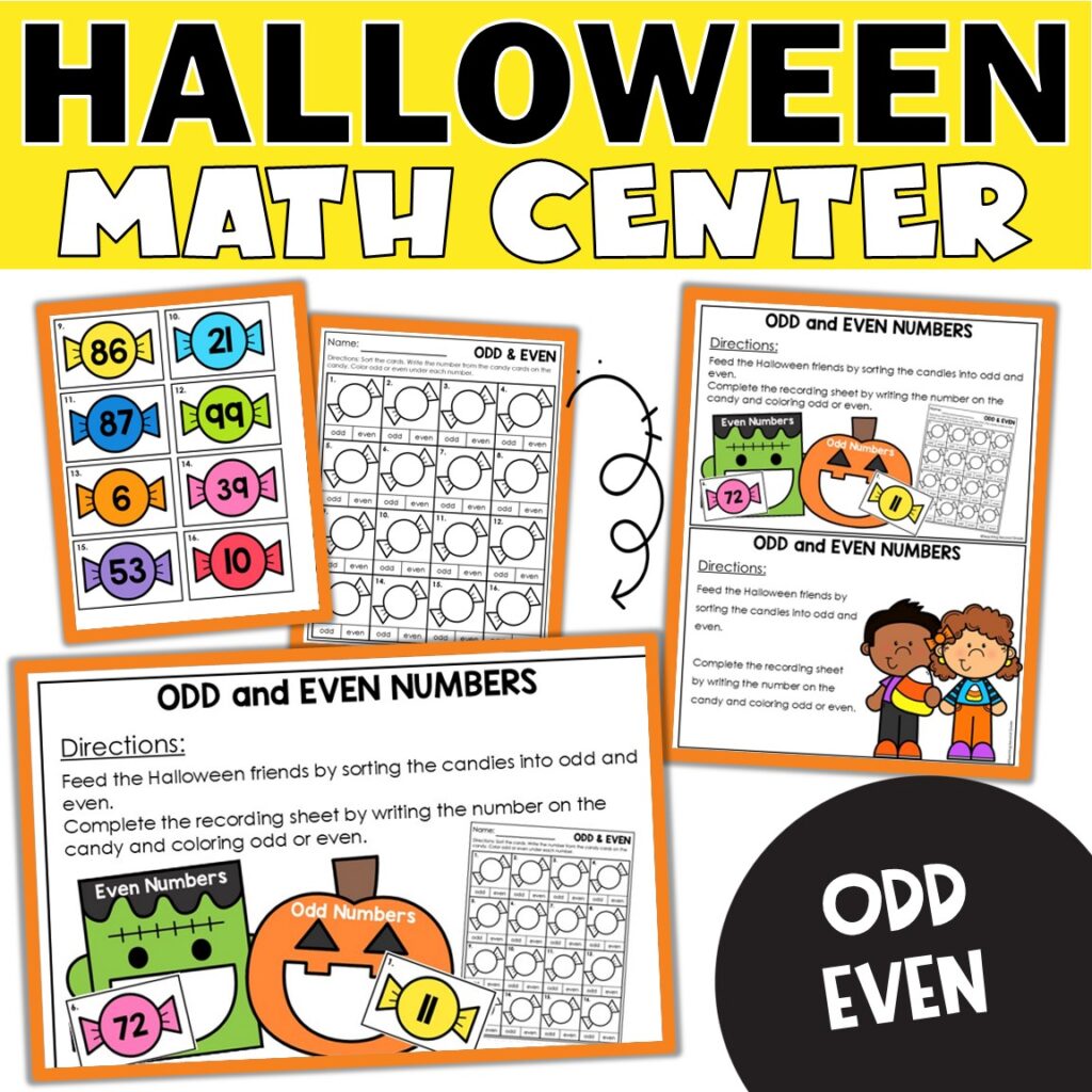 Halloween Odd and Even Math Center 1st 2nd Grade - Teaching Ideas Made Easy