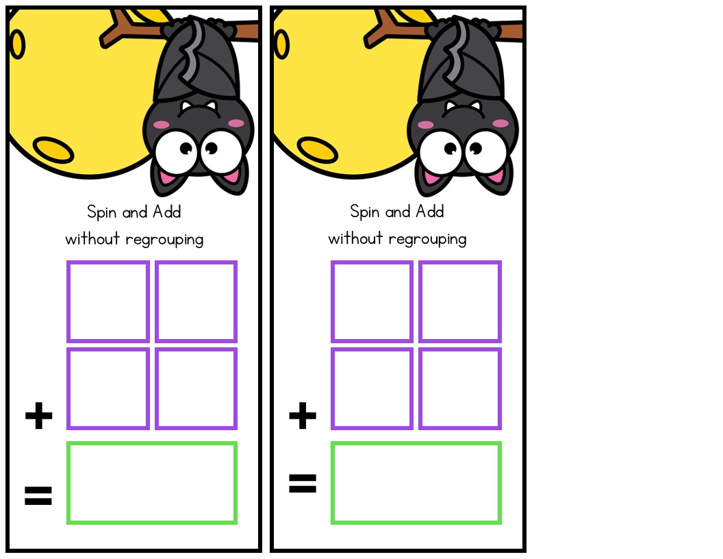 Halloween 2 Digit Addition and Subtraction Math Center 1st and 2nd ...