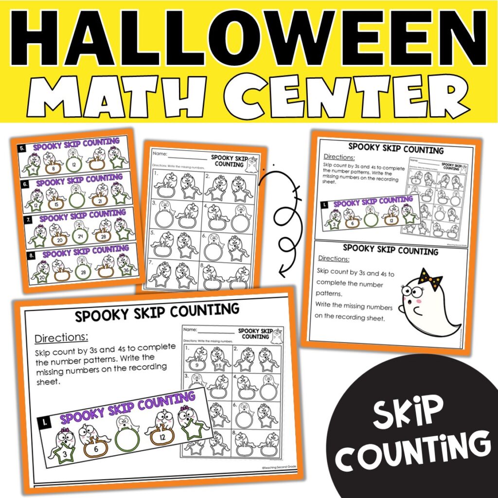 Halloween Skip Count Math Center 1st and 2nd Grade - Ghosts - Teaching ...