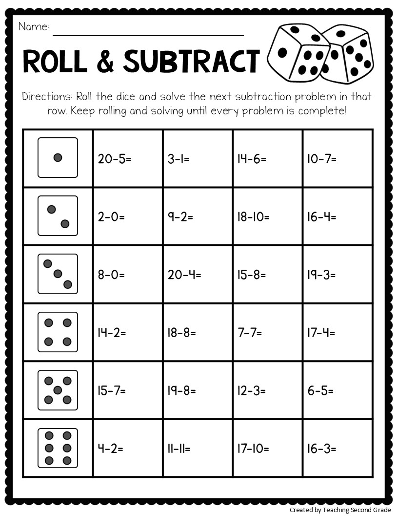 Subtraction Facts to 20 Worksheets - No Prep Math Worksheets for 1st 2nd Grade - Image 4