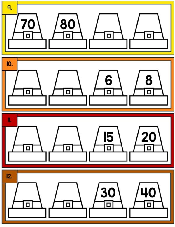 Thanksgiving Skip Counting Math Center for 1st and 2nd Grade - Teaching ...
