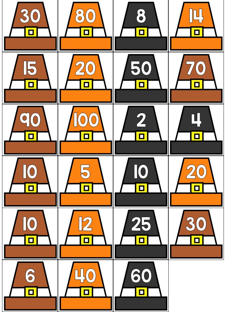 Thanksgiving Skip Counting Math Center for 1st and 2nd Grade - Teaching ...
