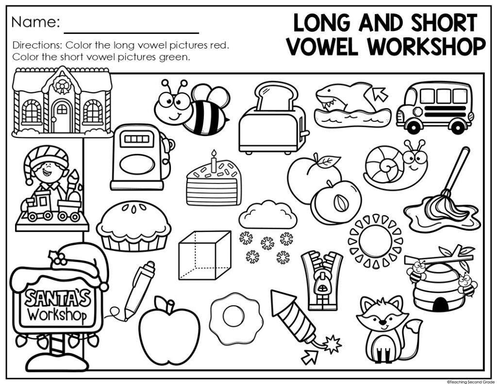 Christmas Long and Short Vowel Sorting Phonics Center for 1st and 2nd ...