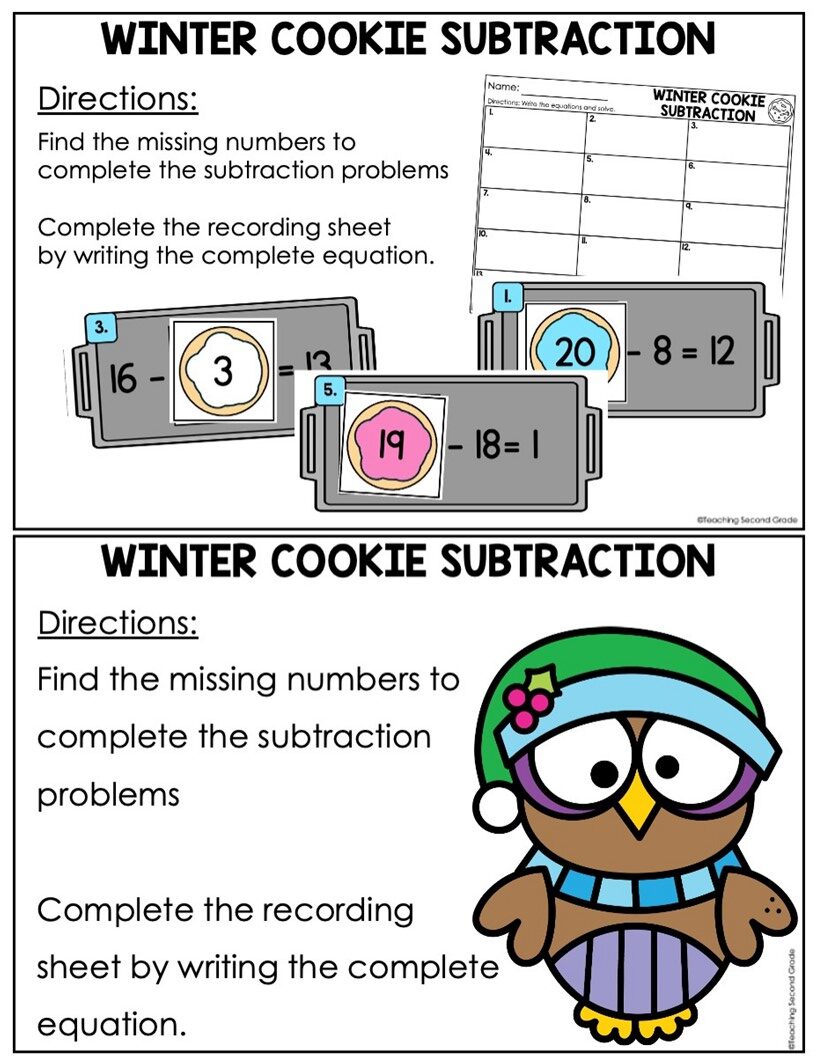Winter Subtraction Math Center for January - Image 2