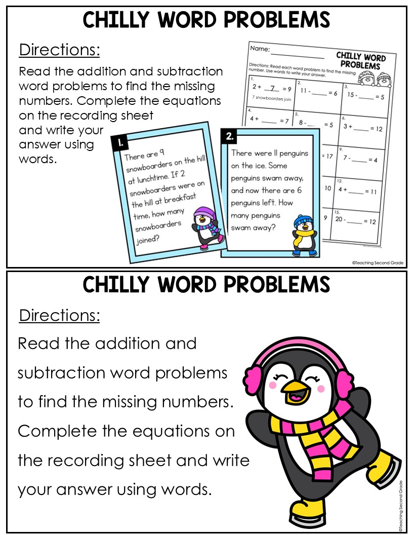 Winter Word Problem Math Center - Seasonal Addition and Subtraction Practice - Image 5