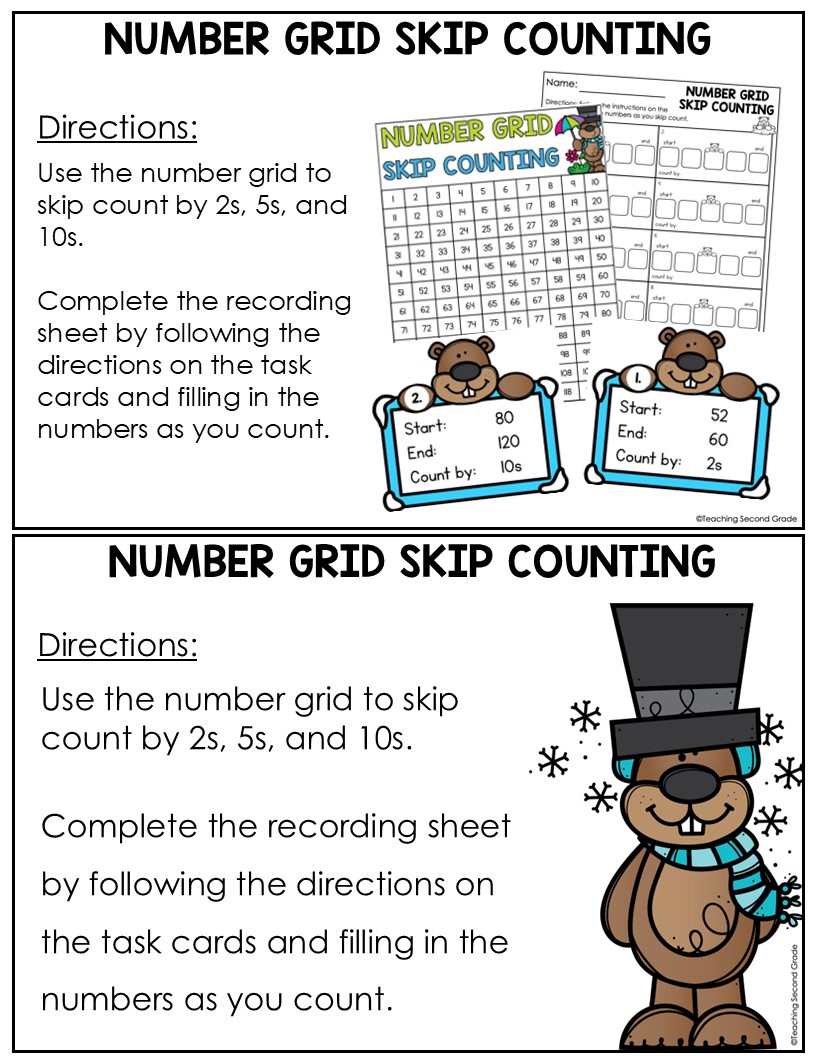 Groundhog Day Number Grid Skip Counting Center - Image 2