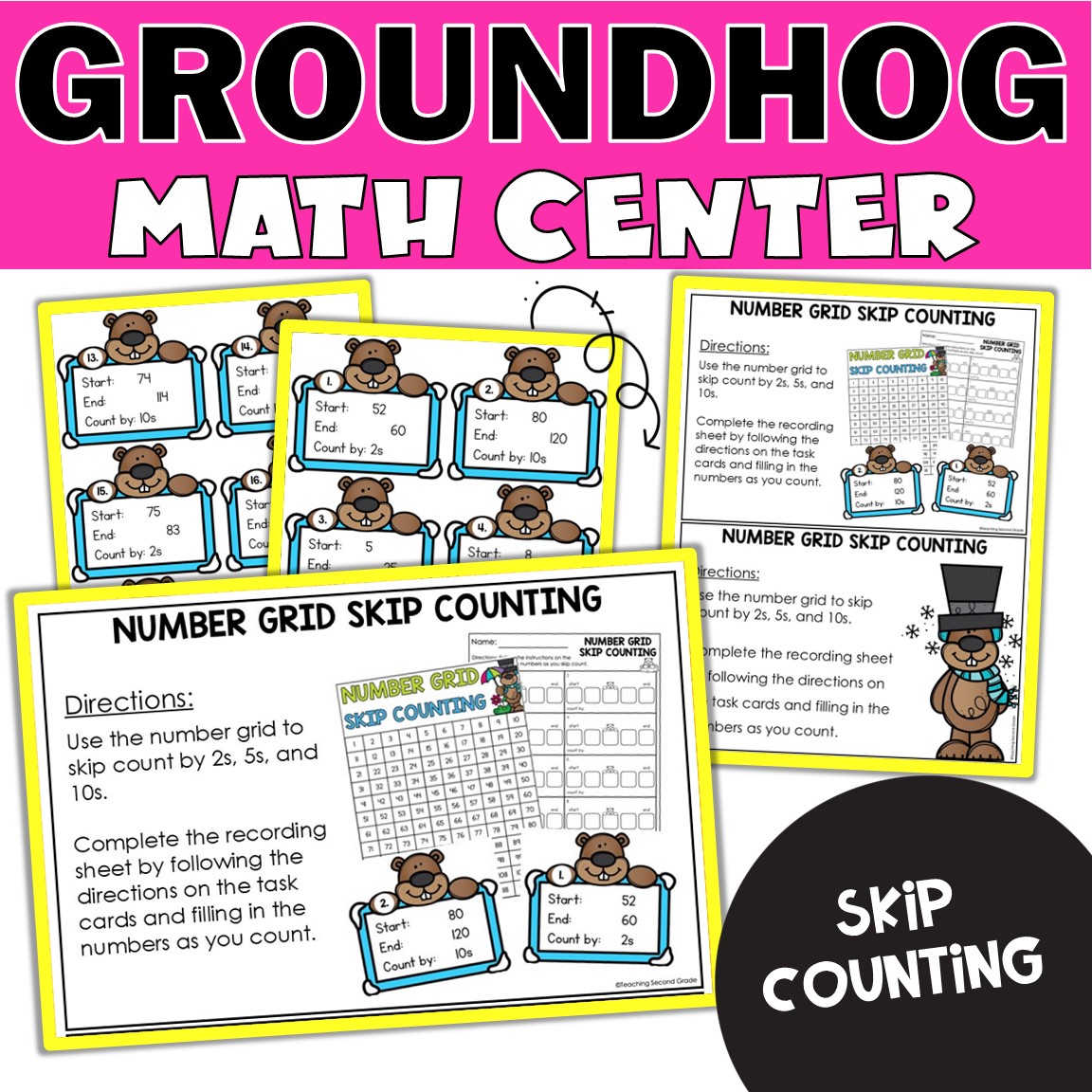Groundhog Day Number Grid Skip Counting Center