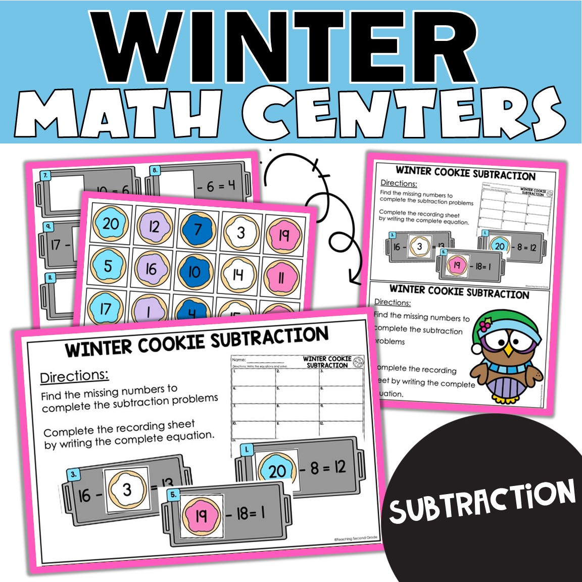 Winter Subtraction Math Center for January