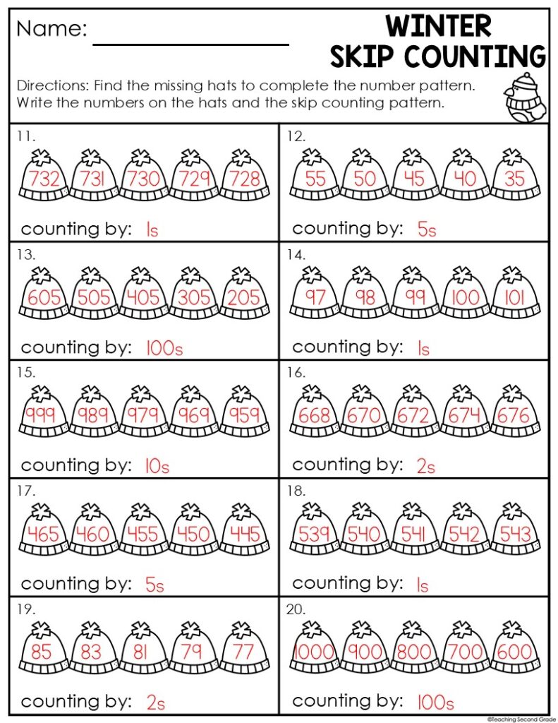 Winter 3-Digit Skip Counting Math Center - 1s, 2, 5, 10s, and 100s ...