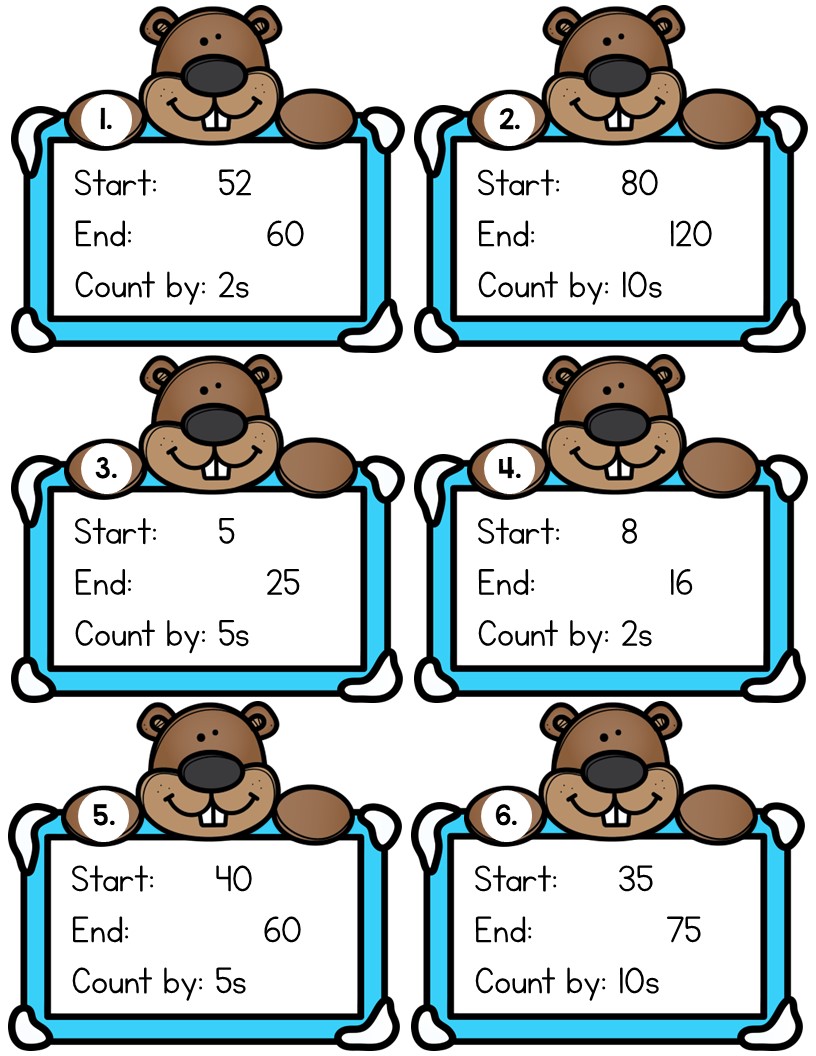 Groundhog Day Number Grid Skip Counting Center - Image 4