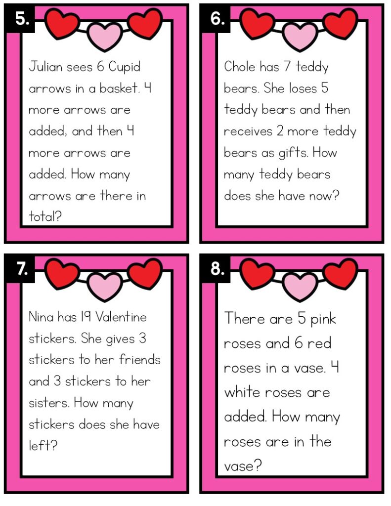Valentine's Day Addition and Subtraction Word Problems - Teaching Ideas ...