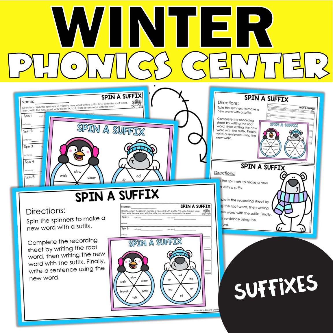 Winter Suffix Writing Phonics Center