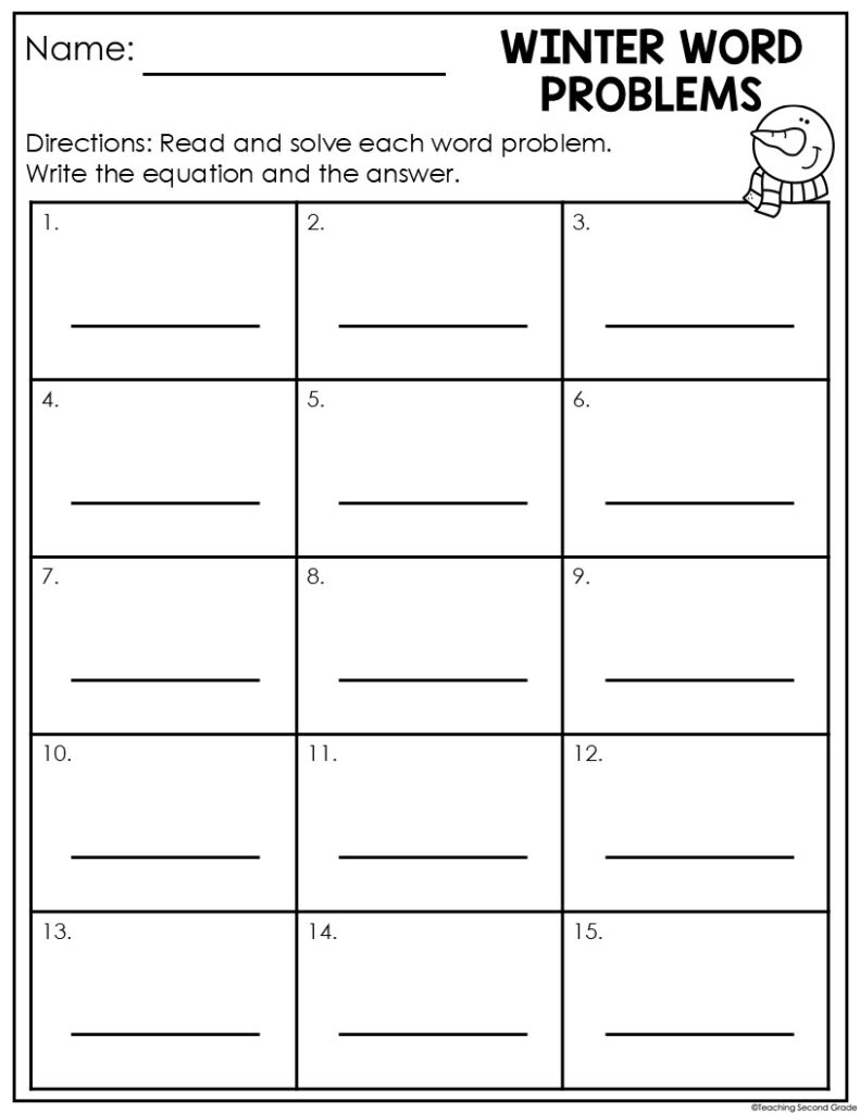 Winter 3-Digit Addition and Subtraction Word Problems Center - Teaching ...
