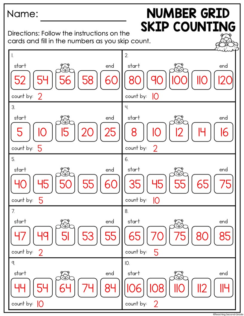 Groundhog Day Number Grid Skip Counting Center - Image 6