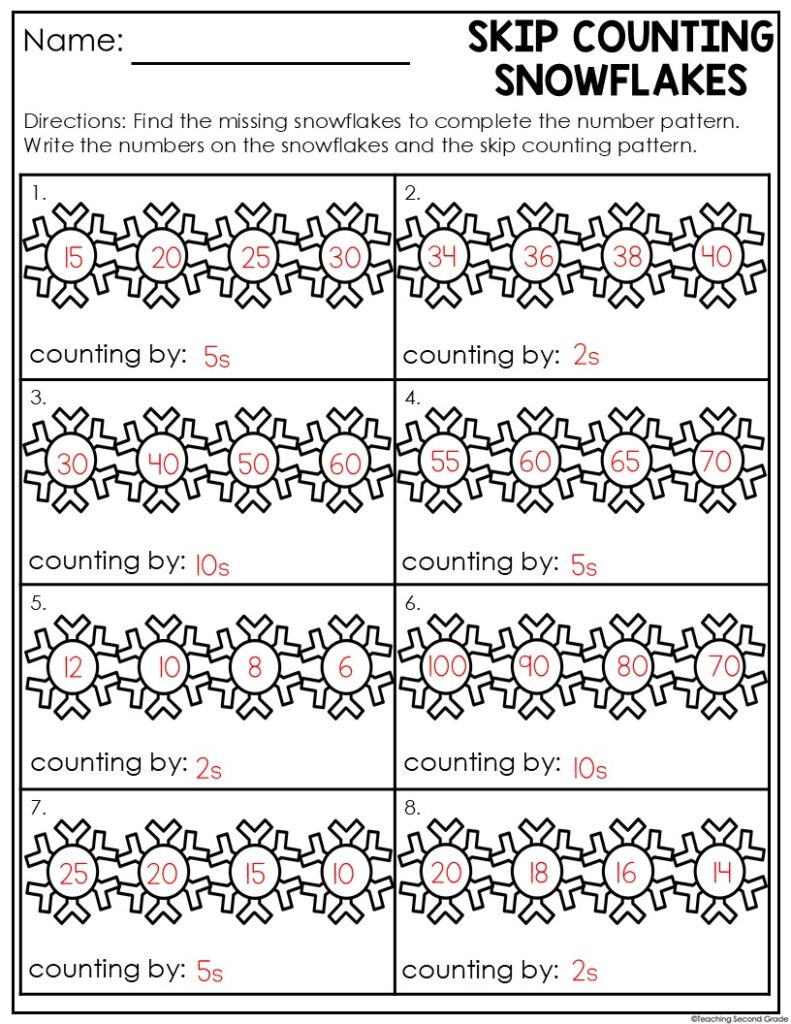 Winter Skip Counting and Number Patterns Math Center - Teaching Ideas ...