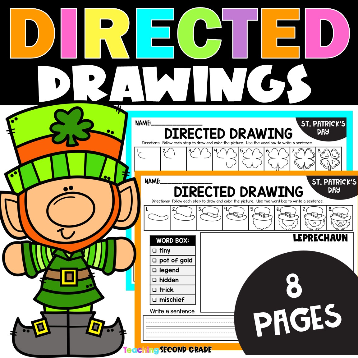 Directed Drawing Activities St. Patrick's Day Kindergarten 1st 2nd Grade Writing