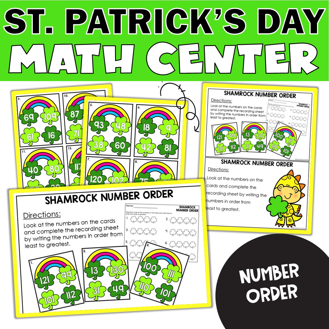 St. Patrick’s Day Number Order Math Center | Least to Greatest for 1st ...