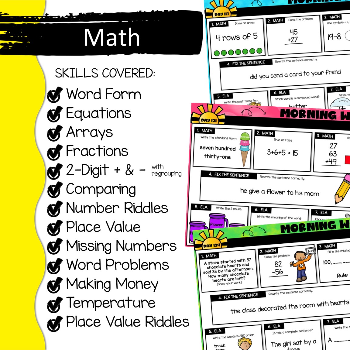 Projectable 2nd Grade Digital Morning Work - 45 Days Slides for Quarter 3 Spiral Review - Image 3
