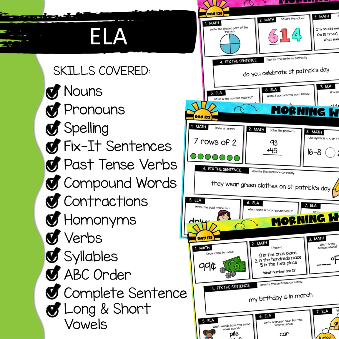Projectable 2nd Grade Digital Morning Work - 45 Days Slides for Quarter 3 Spiral Review - Image 4