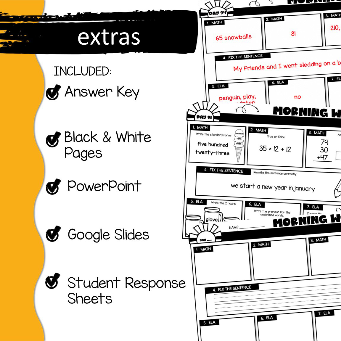 Projectable 2nd Grade Digital Morning Work - 45 Days Slides for Quarter 3 Spiral Review - Image 5