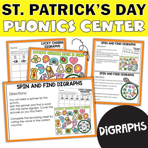 St. Patrick’s Day Spin & Find Digraphs – Engaging Phonics Center for ...