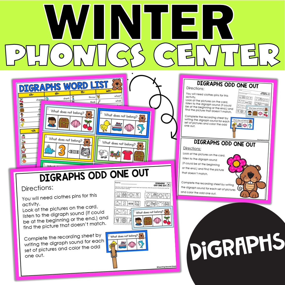 Winter Digraphs Sorting Game | Hands-On Phonics Center