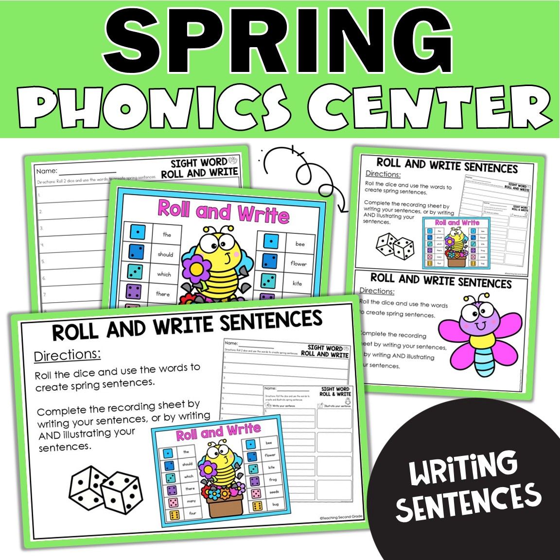 Spring Roll and Write Sentences | Sentence Writing Center