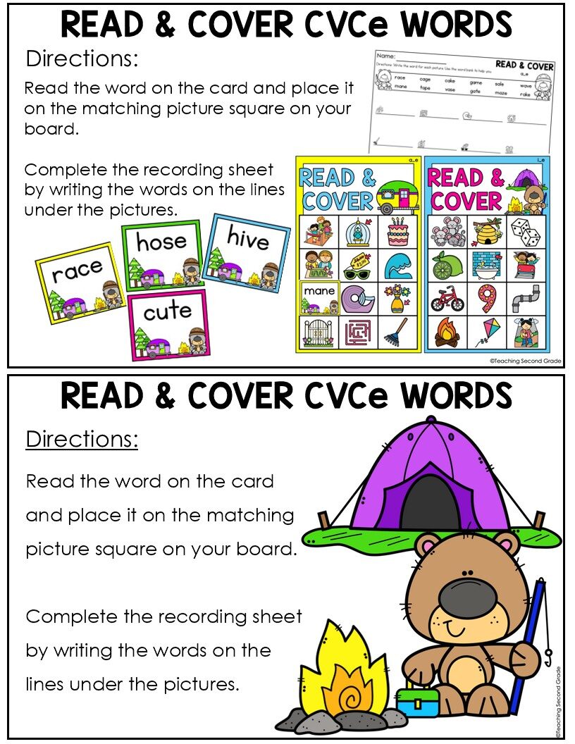 CVCe Words Phonics Center for May or End of Year | Read and Cover Activity - Image 2