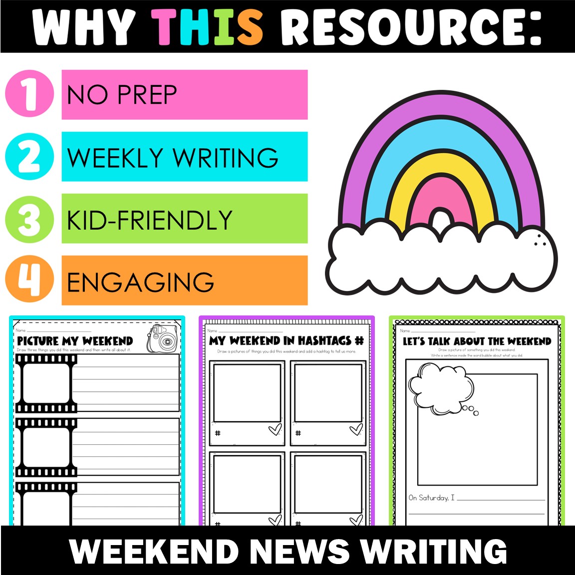 Weekend News Writing Pages – 11 Printable Prompts for Student Reflection - Image 3