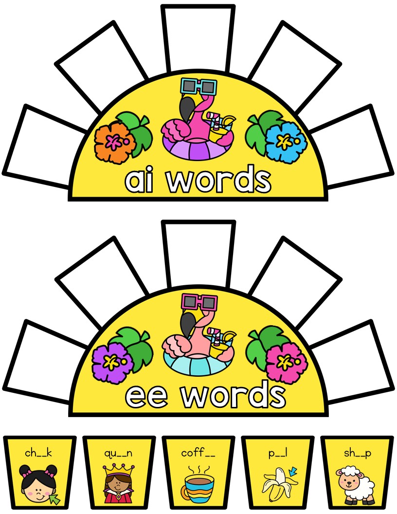 Summer Vowel Teams Phonics Center | Vowel Sound Sorting Activity - Image 3
