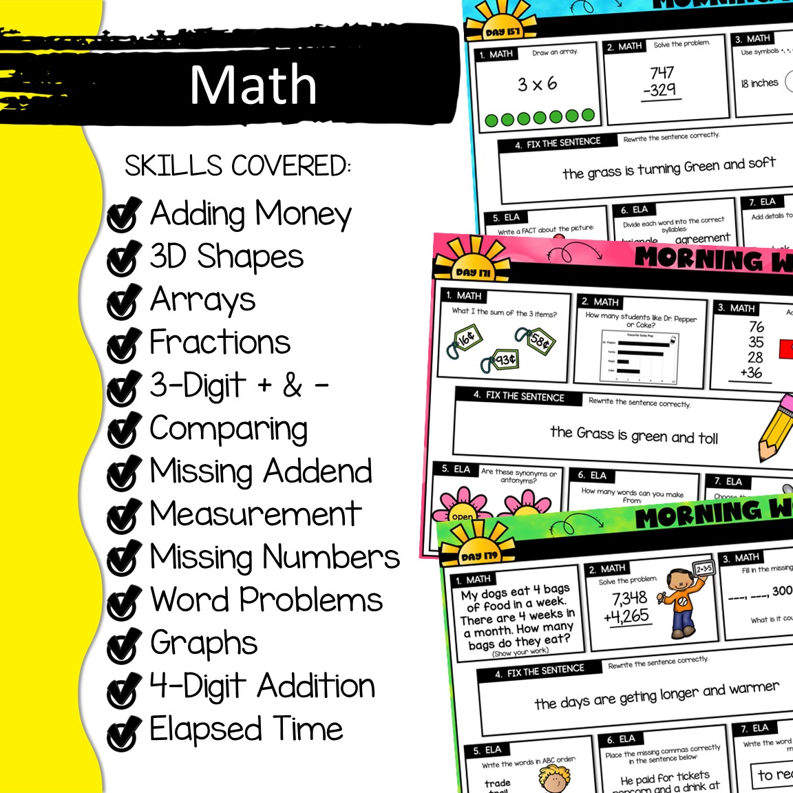 Projectable 2nd Grade Digital Morning Work - 45 Days Slides for Quarter 4 Spiral Review - Image 3