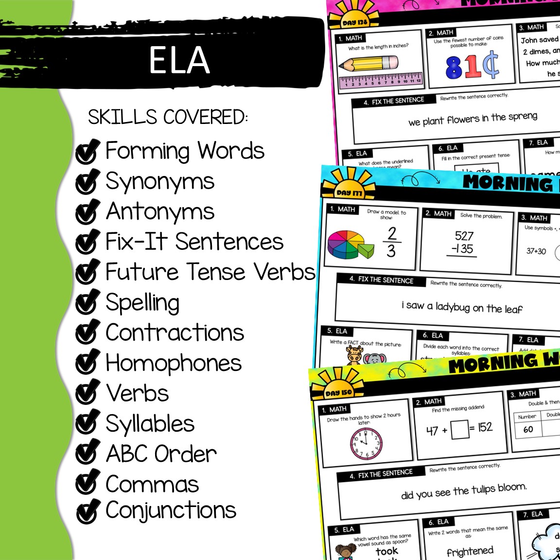 Projectable 2nd Grade Digital Morning Work - 45 Days Slides for Quarter 4 Spiral Review - Image 4