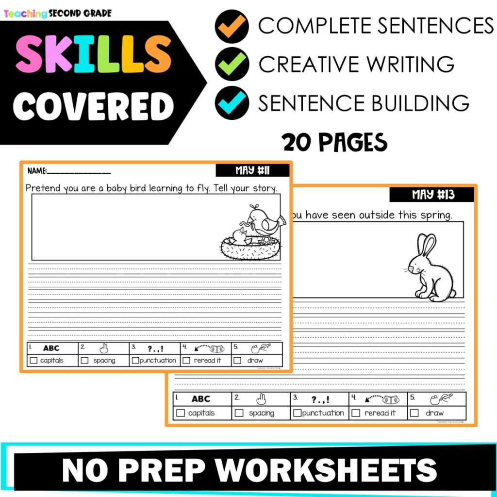 May Daily Journal Writing Prompts for 1st and 2nd Grade Bell Ringer ...