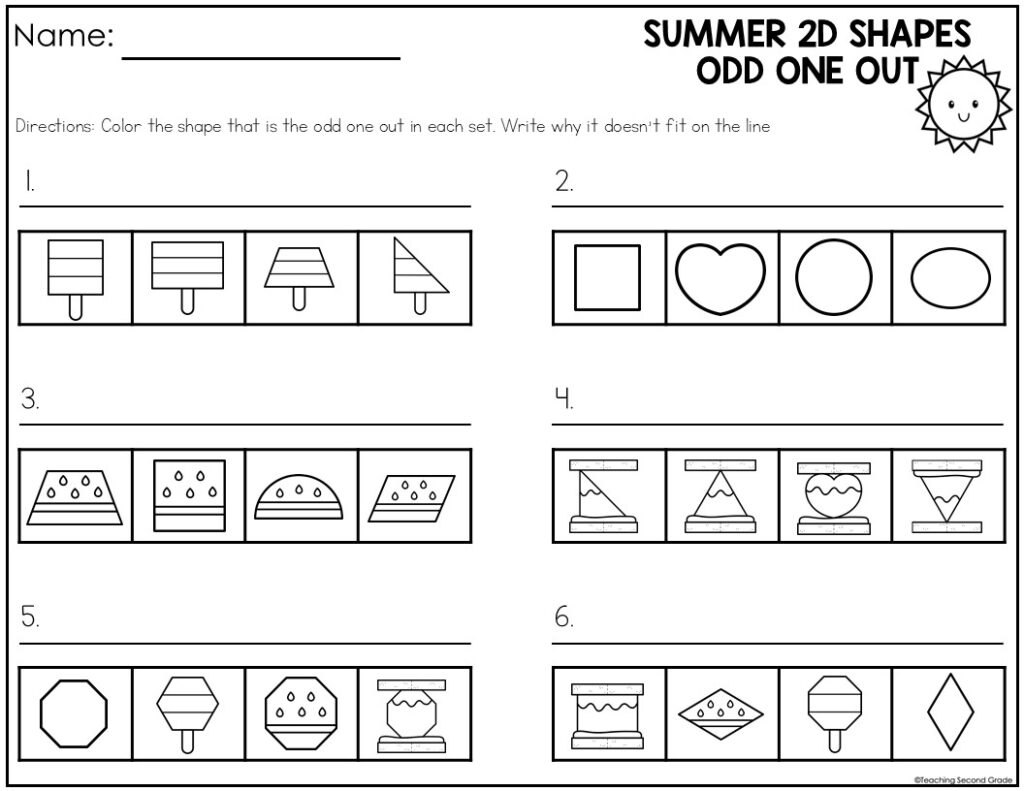 May 2D Shapes Math Center | Odd One Out Activity for 1st & 2nd Grade ...