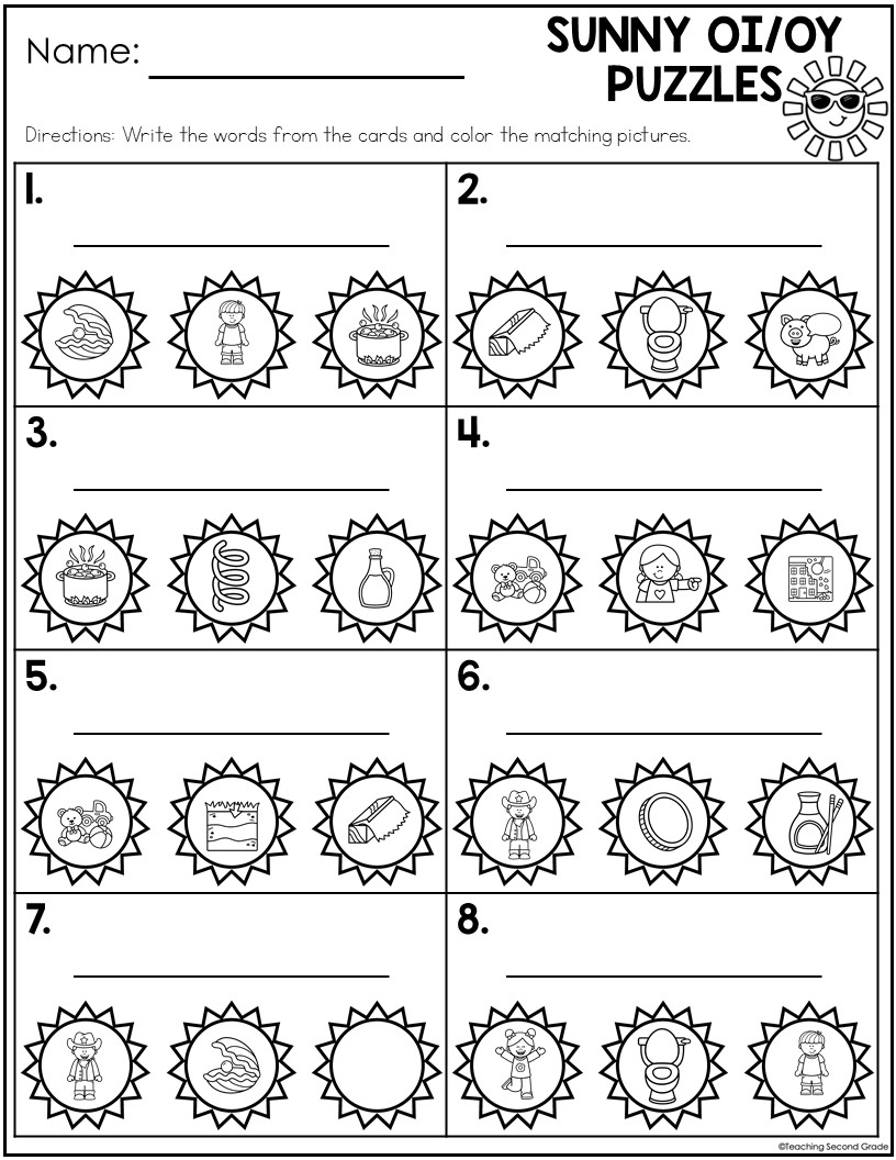 Diphthongs OI and OY Phonics Center | Summer Puzzle Activity - Image 4