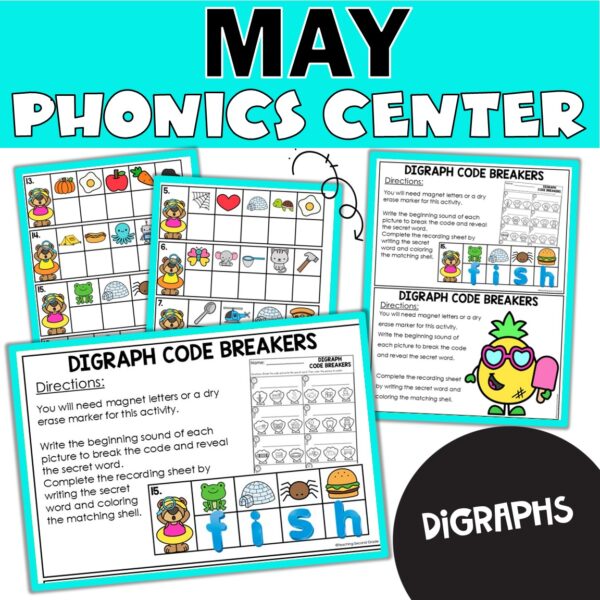 Summer Digraphs Phonics Center | Secret Word Code Breaker - Teaching ...
