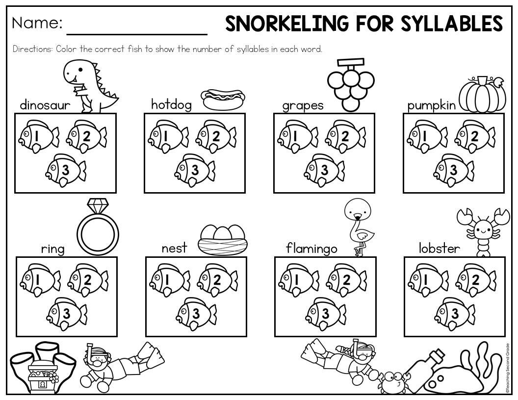 Syllables Phonics Center May or End of Year | Summer Syllable Counting - Image 5